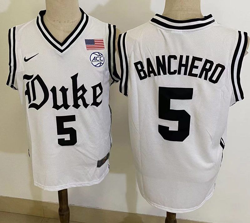 Men Duke Blue Devils #5 Banchero White Nike 2025 NCAA Jersey->ncaa teams->NCAA Jersey